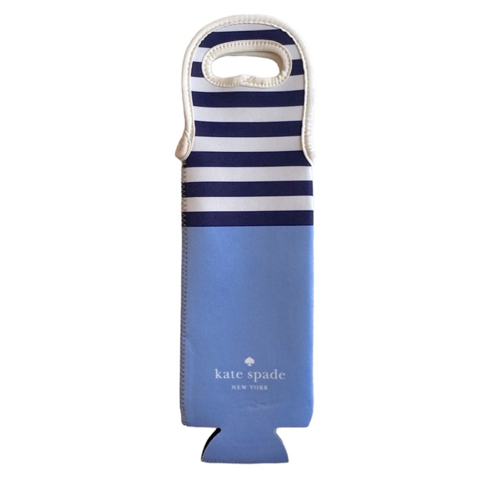 kate spade new york blue and white striped wine bottle holder tote